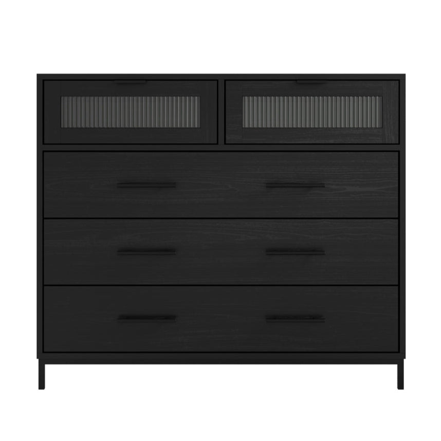 Edison Matte Black & Reeded Chest of Drawers