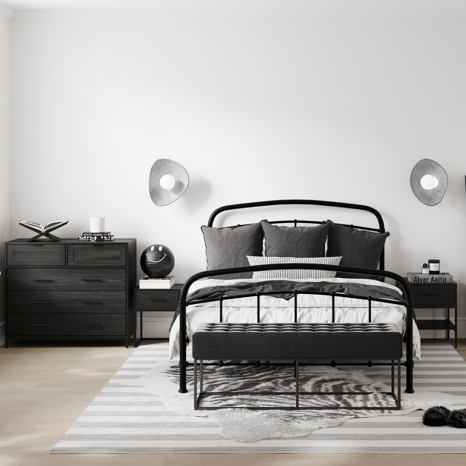 Edison Matte Black & Reeded Chest of Drawers