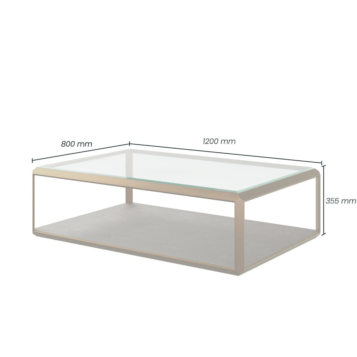 DI Designs Elmley Grey Shagreen Brass & Clear Glass Rectangle Coffee Table