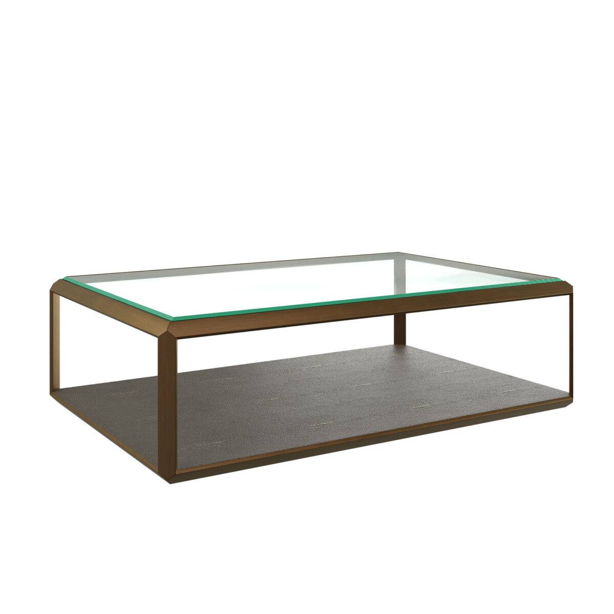 DI Designs Elmley Grey Shagreen Brass & Clear Glass Rectangle Coffee Table