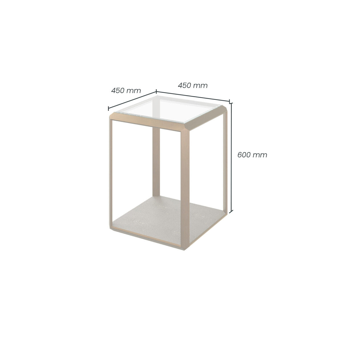 DI Designs Elmley Grey Shagreen Brass & Clear Glass Side Table