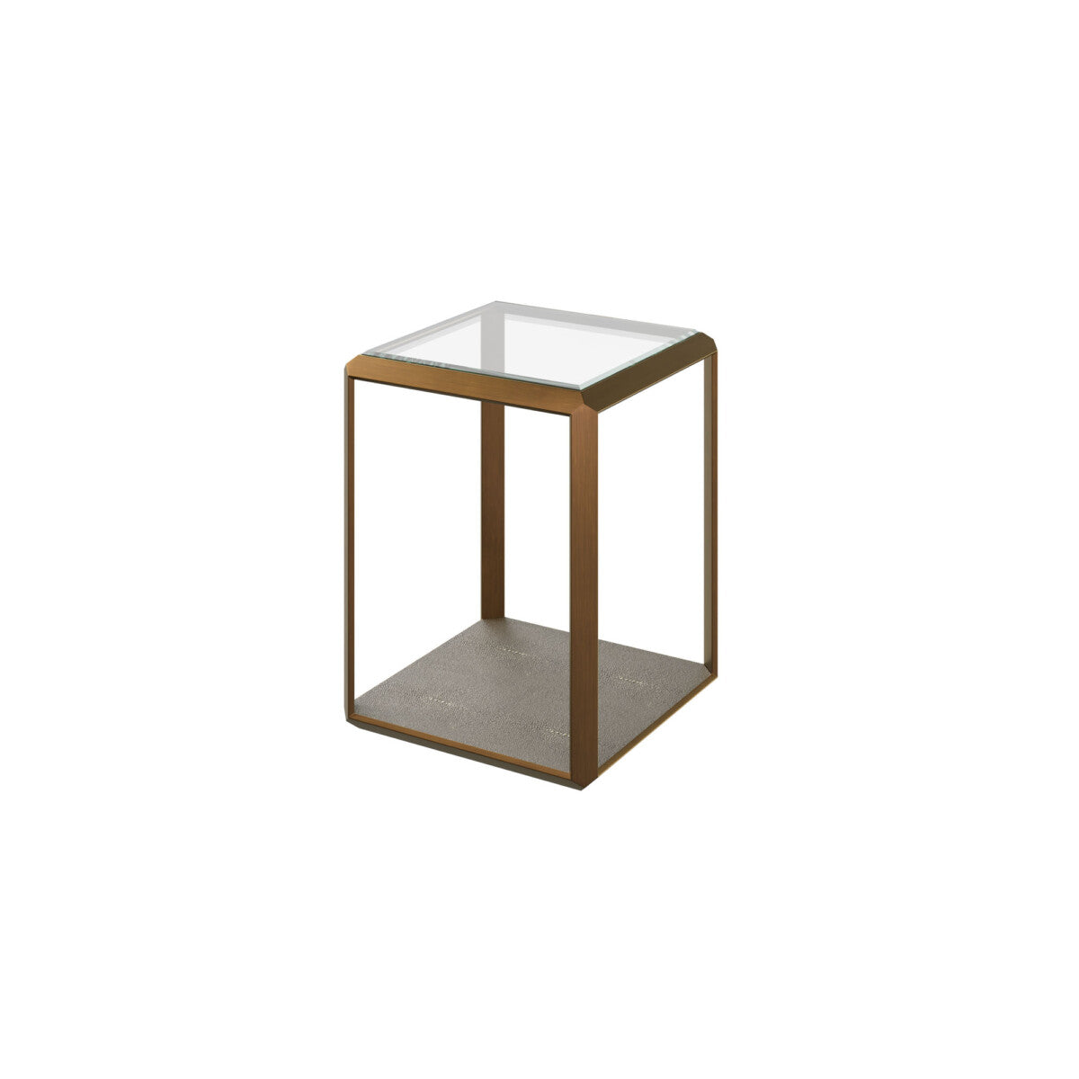 DI Designs Elmley Grey Shagreen Brass & Clear Glass Side Table