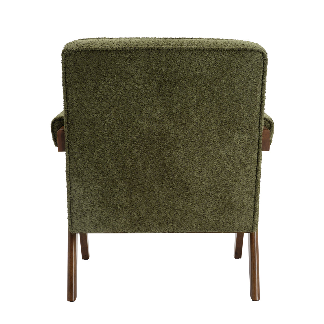 Ember Leaf Green Herringbone Chenille & Wood Armchair