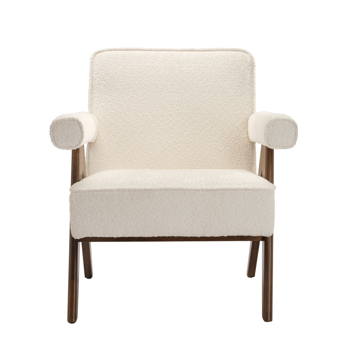 Ember Snow White Boucle & Wood Armchair