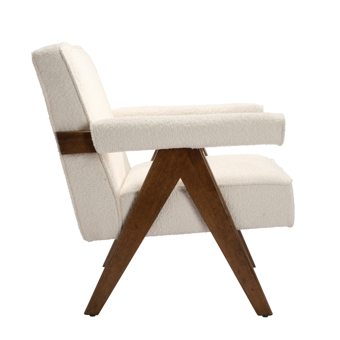 Ember Snow White Boucle & Wood Armchair
