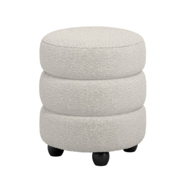 Emi Ivory White Boucle Pouffe