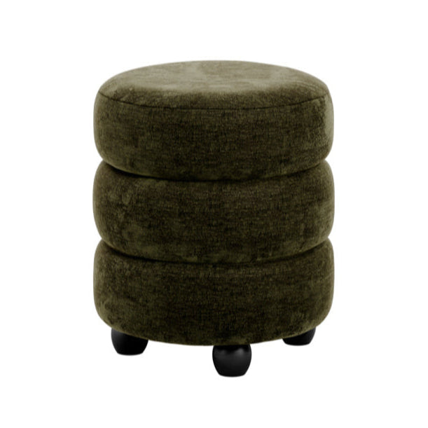Emi Olive Green Chenille Pouffe