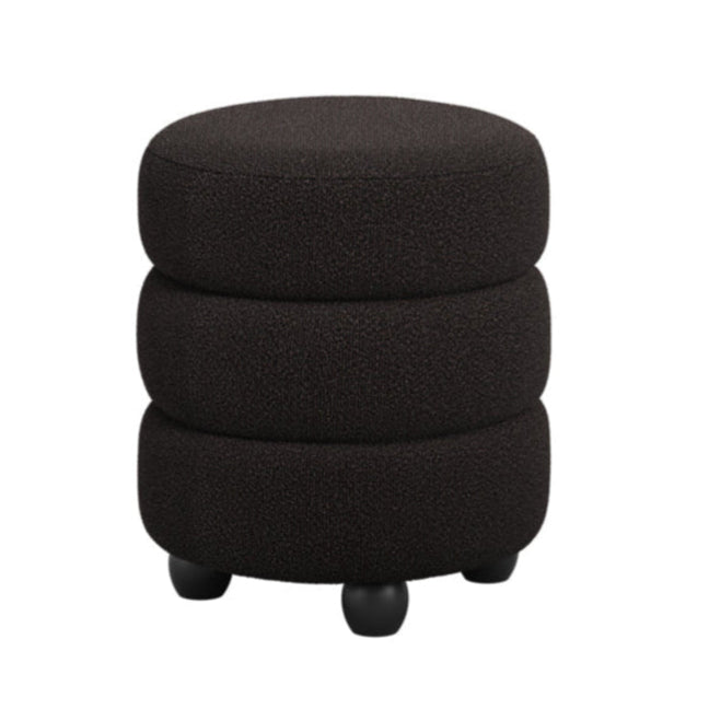 Emi Black Boucle Layered Pouffe