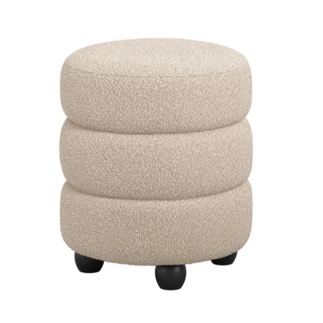 Emi Buff Cream Boucle Layered Pouffe