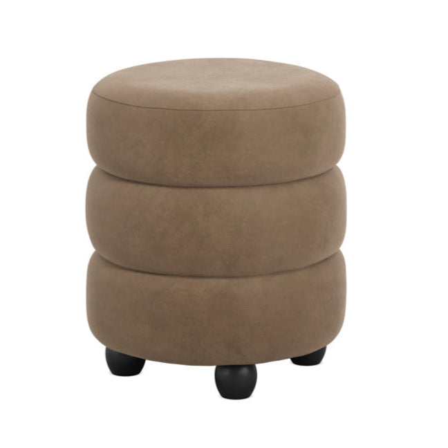 Emi Mole Taupe Velvet Layered Pouffe