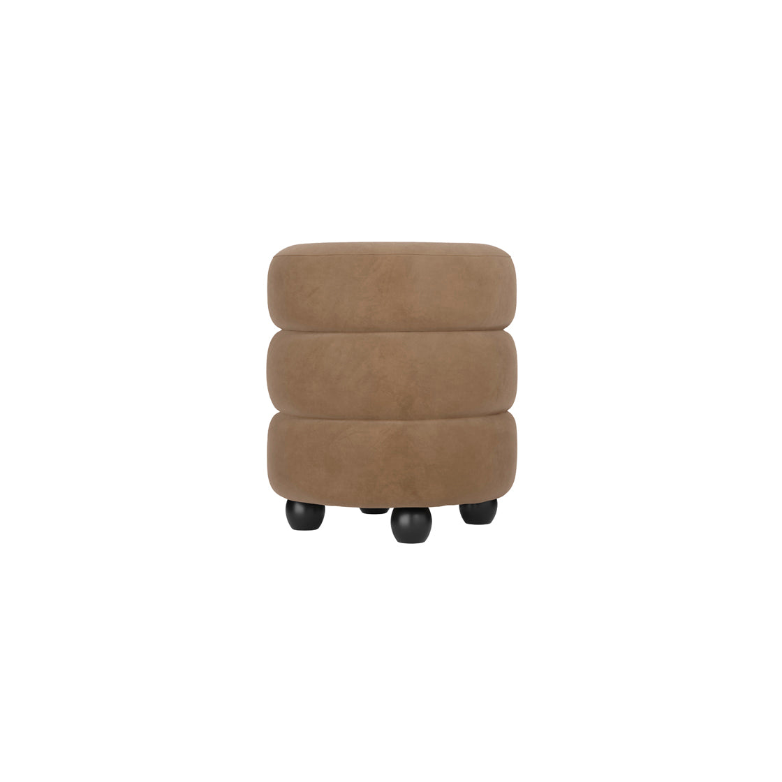 Emi Mole Taupe Velvet Layered Pouffe