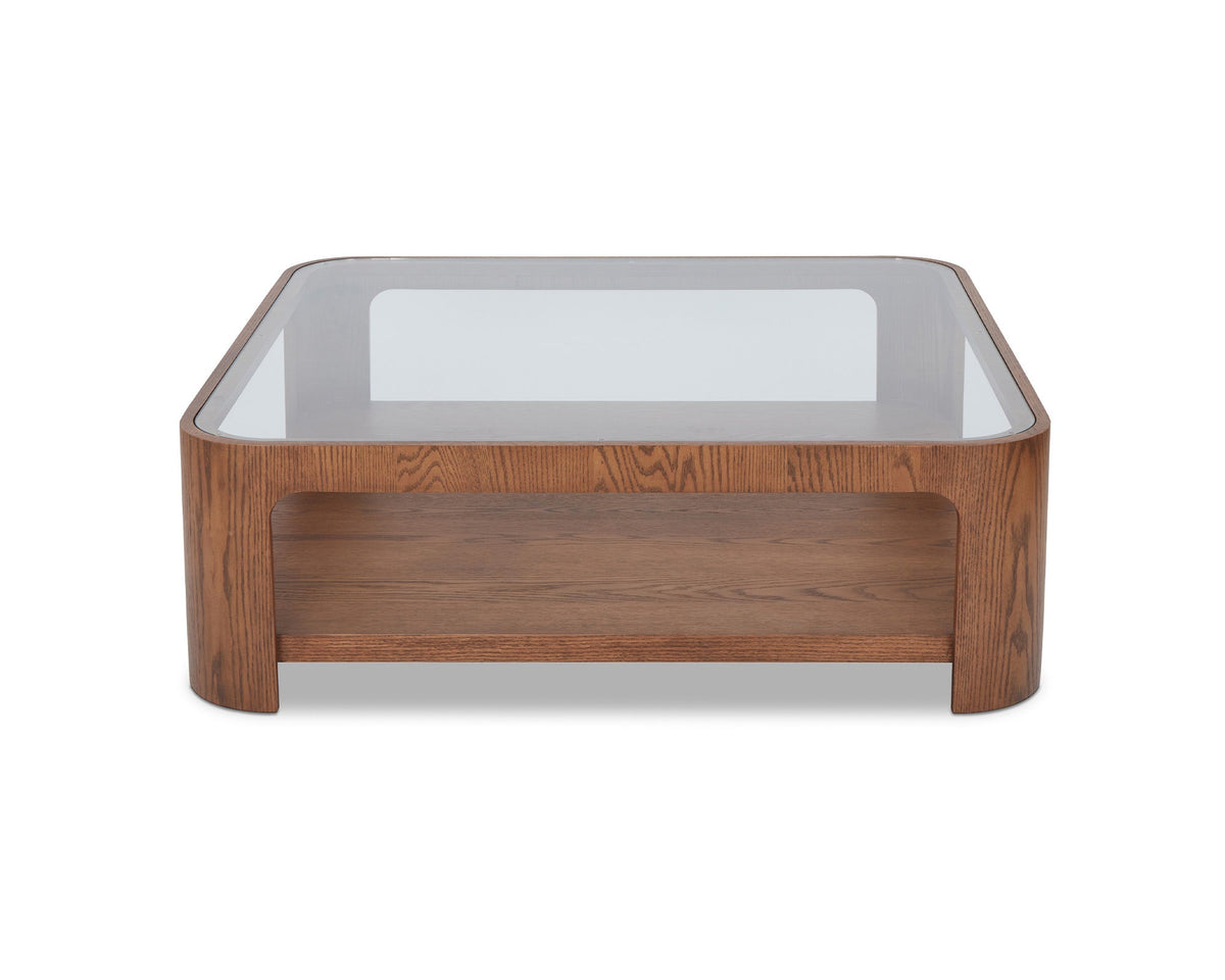 Espiga Brushed Brown & Clear Glass Square Coffee Table