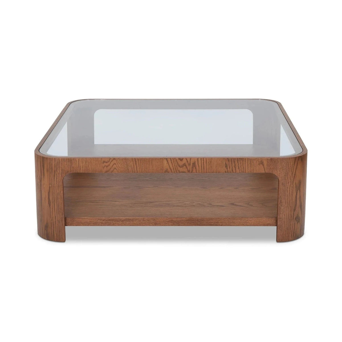 Espiga Brushed Brown & Clear Glass Square Coffee Table