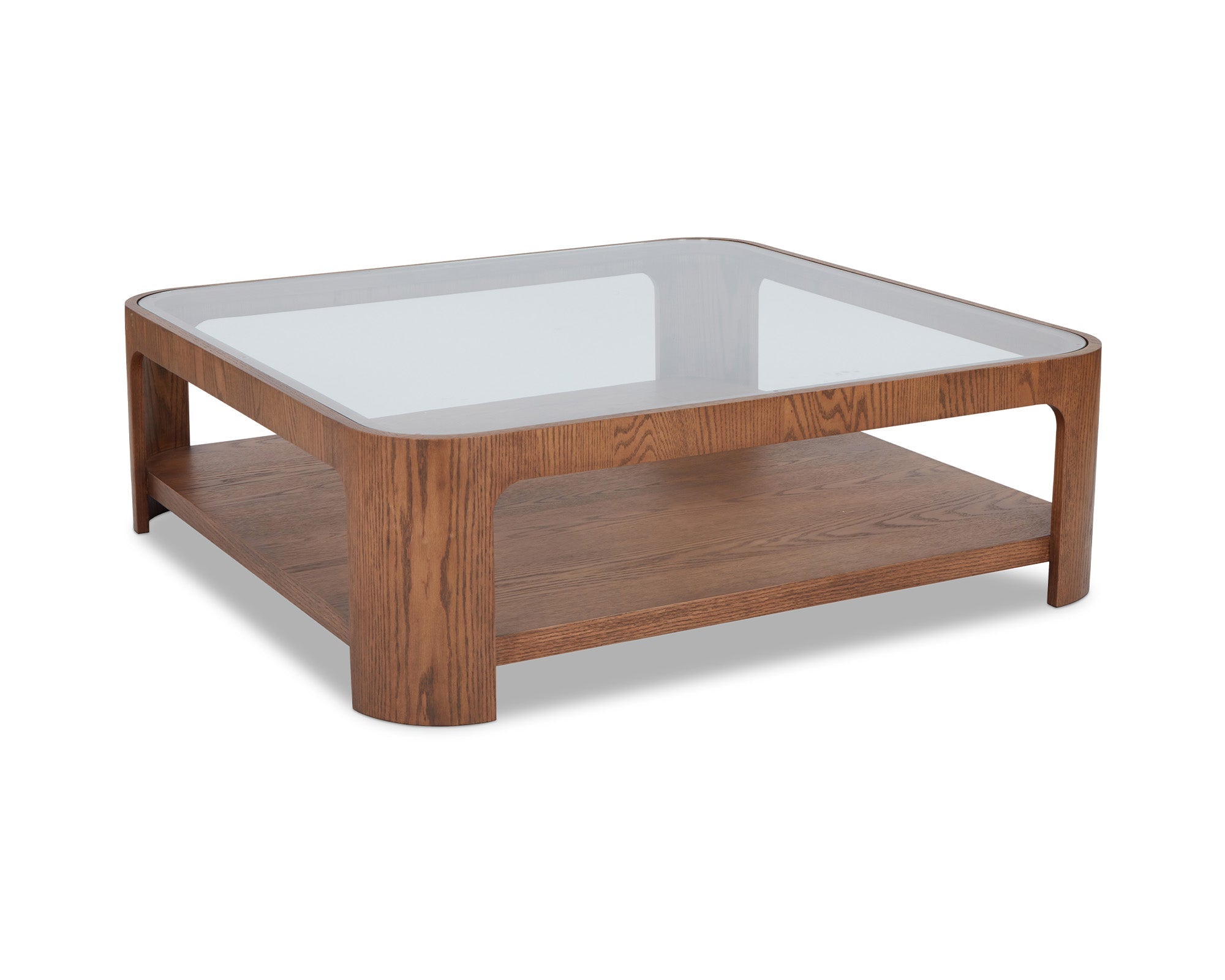 Espiga Coffee Table - Brushed Brown & Clear Glass