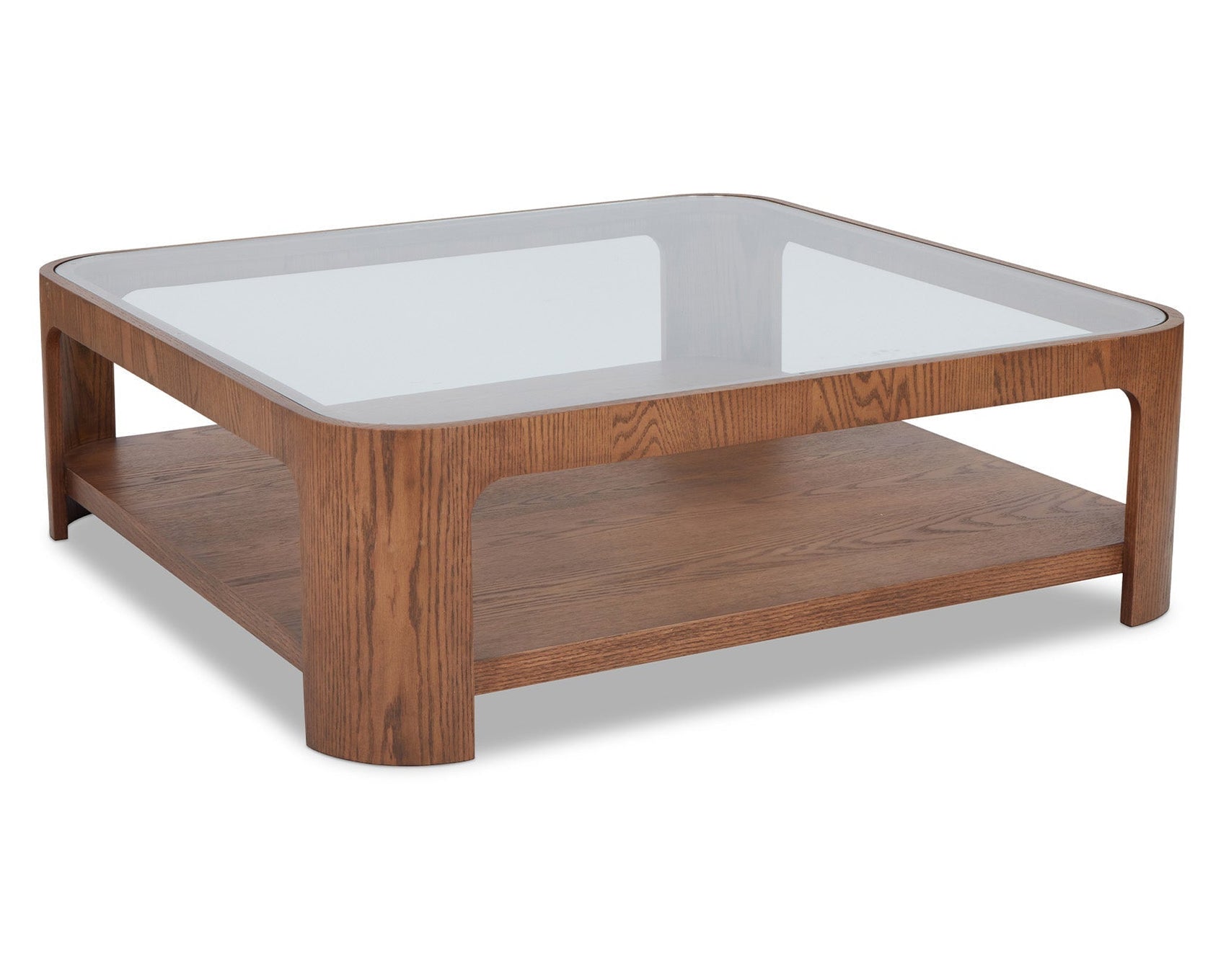 Espiga Brushed Brown & Clear Glass Square Coffee Table