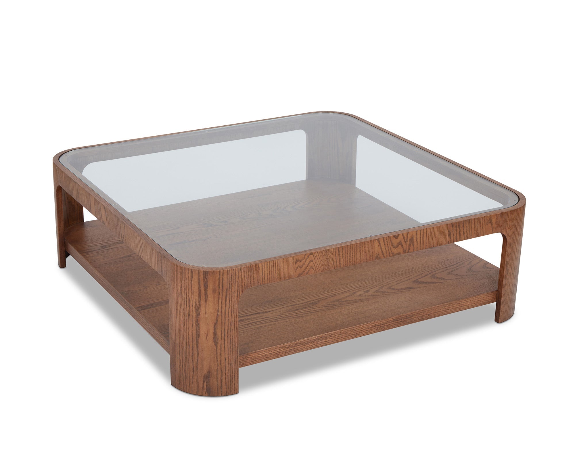 Espiga Coffee Table - Brushed Brown & Clear Glass