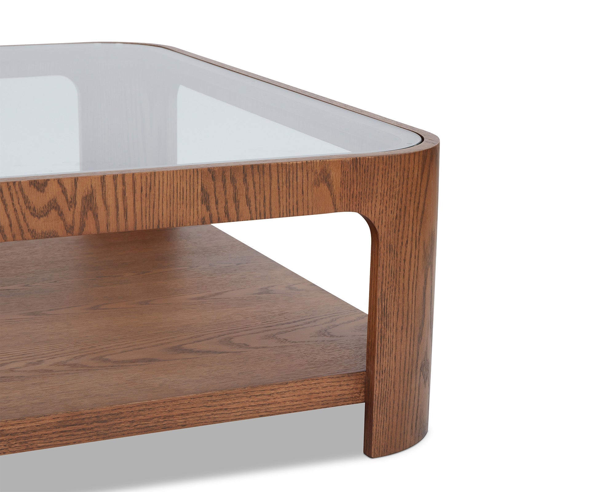 Espiga Coffee Table - Brushed Brown & Clear Glass
