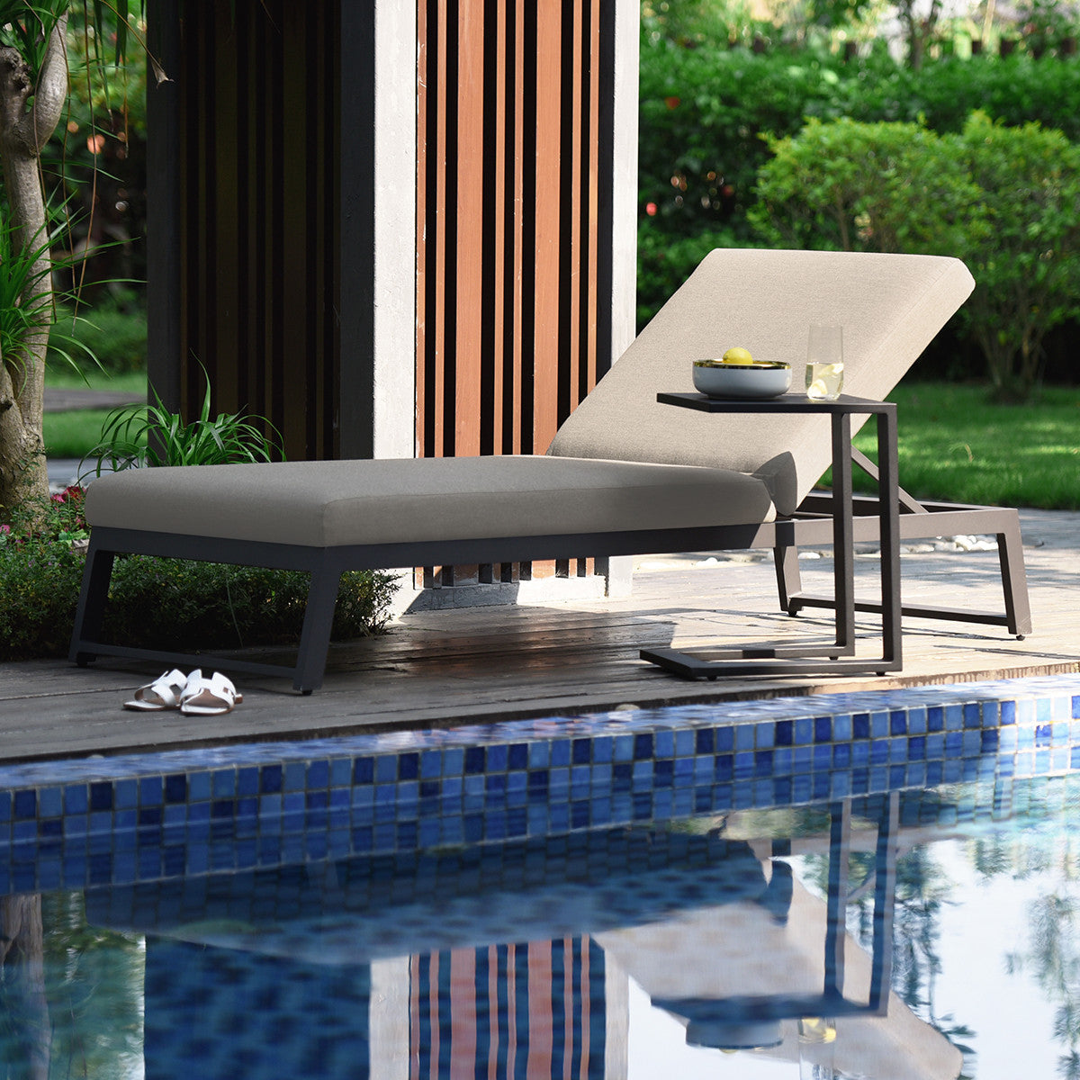 Allure Oatmeal Beige Single Sunlounger