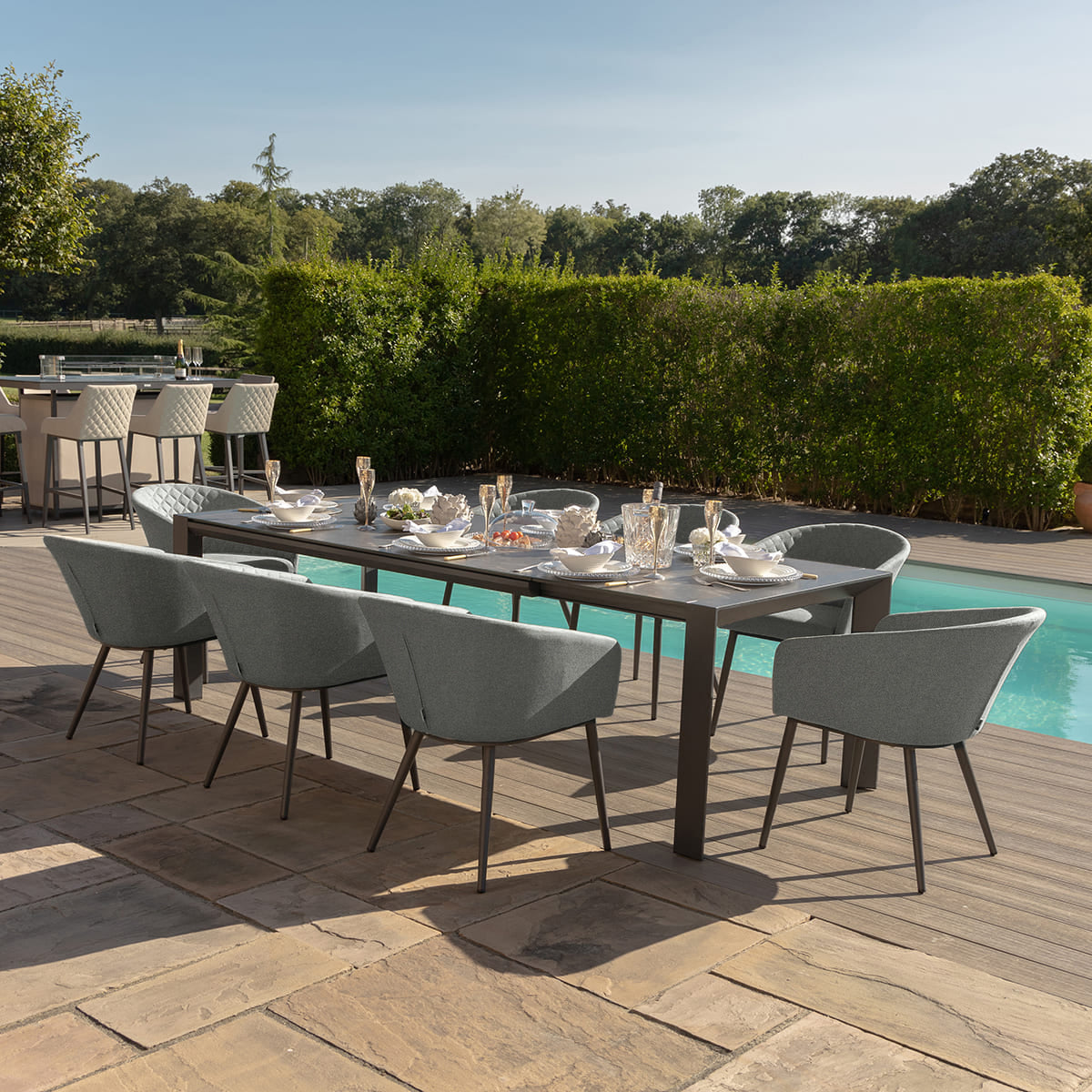 Ambition 10 Seater Extending Dining Set - Zinc Grey