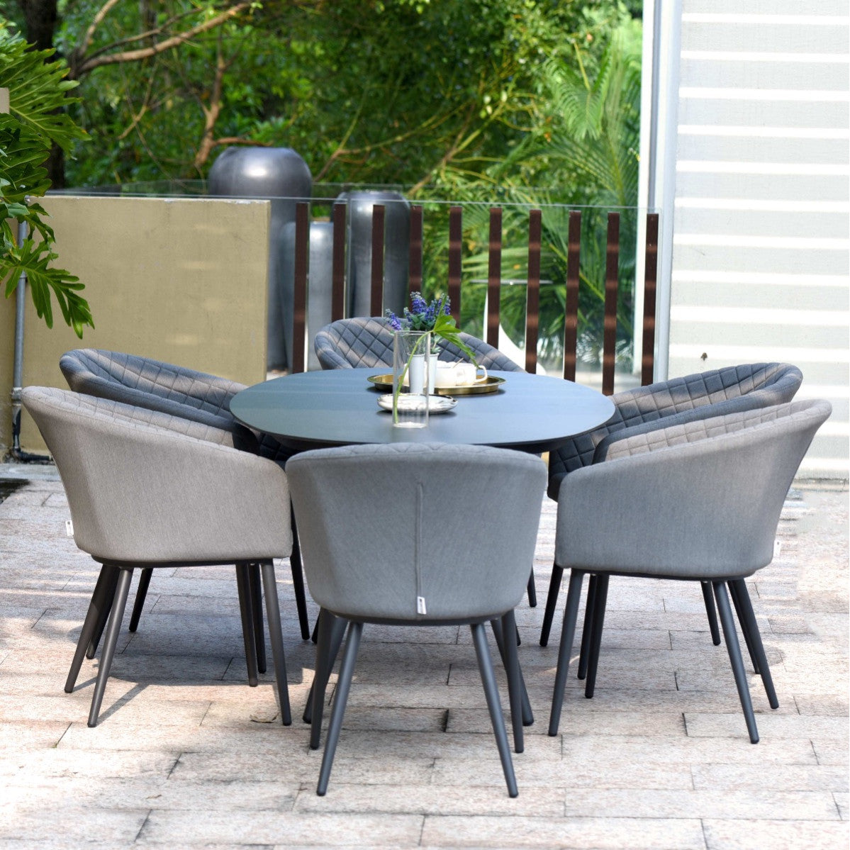 Maze Ambition Flanelle Grey Outdoor Dining Set Oval | 6 Seater