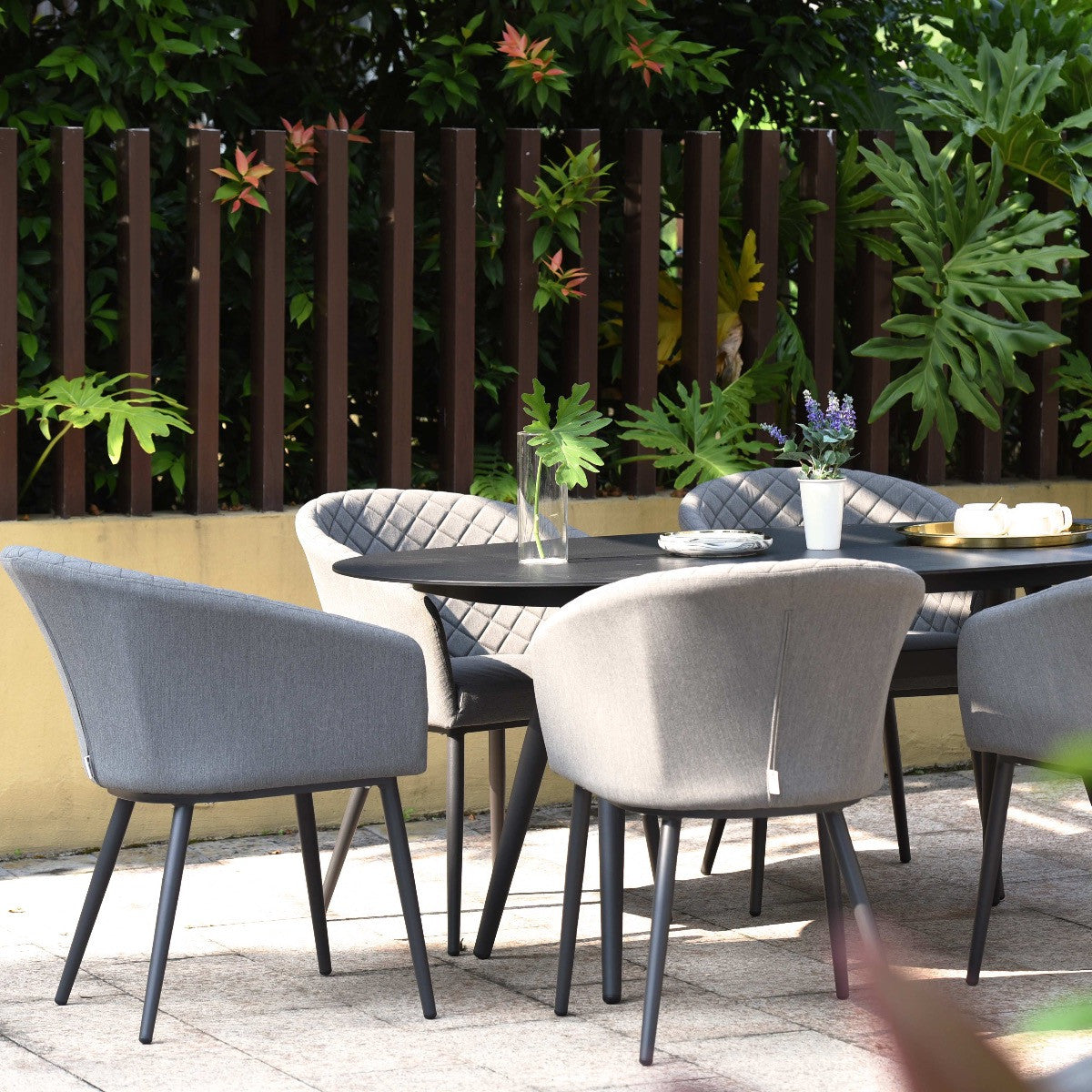 Maze Ambition Flanelle Grey Outdoor Dining Set Oval | 6 Seater