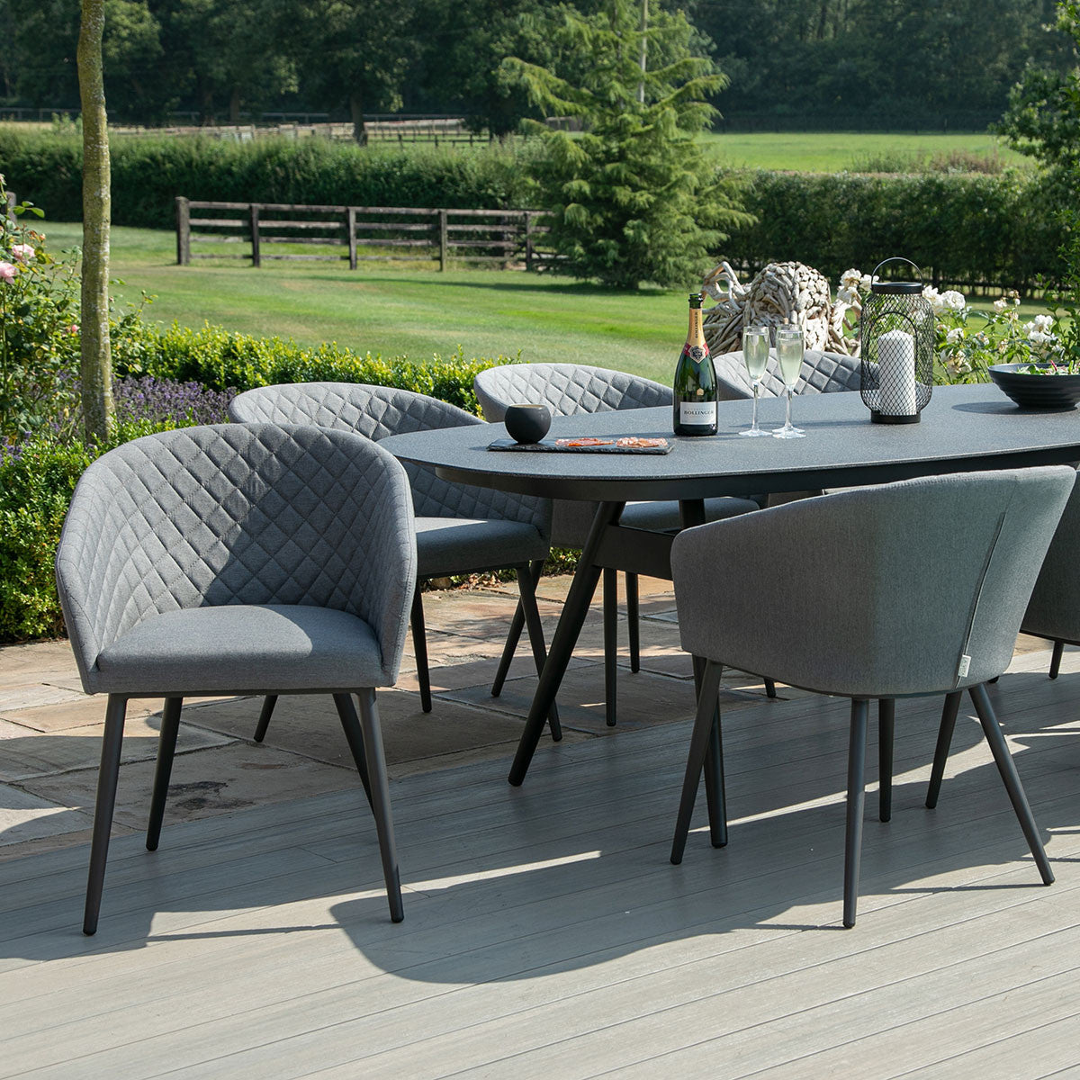 Maze Ambition Flanelle Grey Outdoor Dining Set Oval | 8 Seater