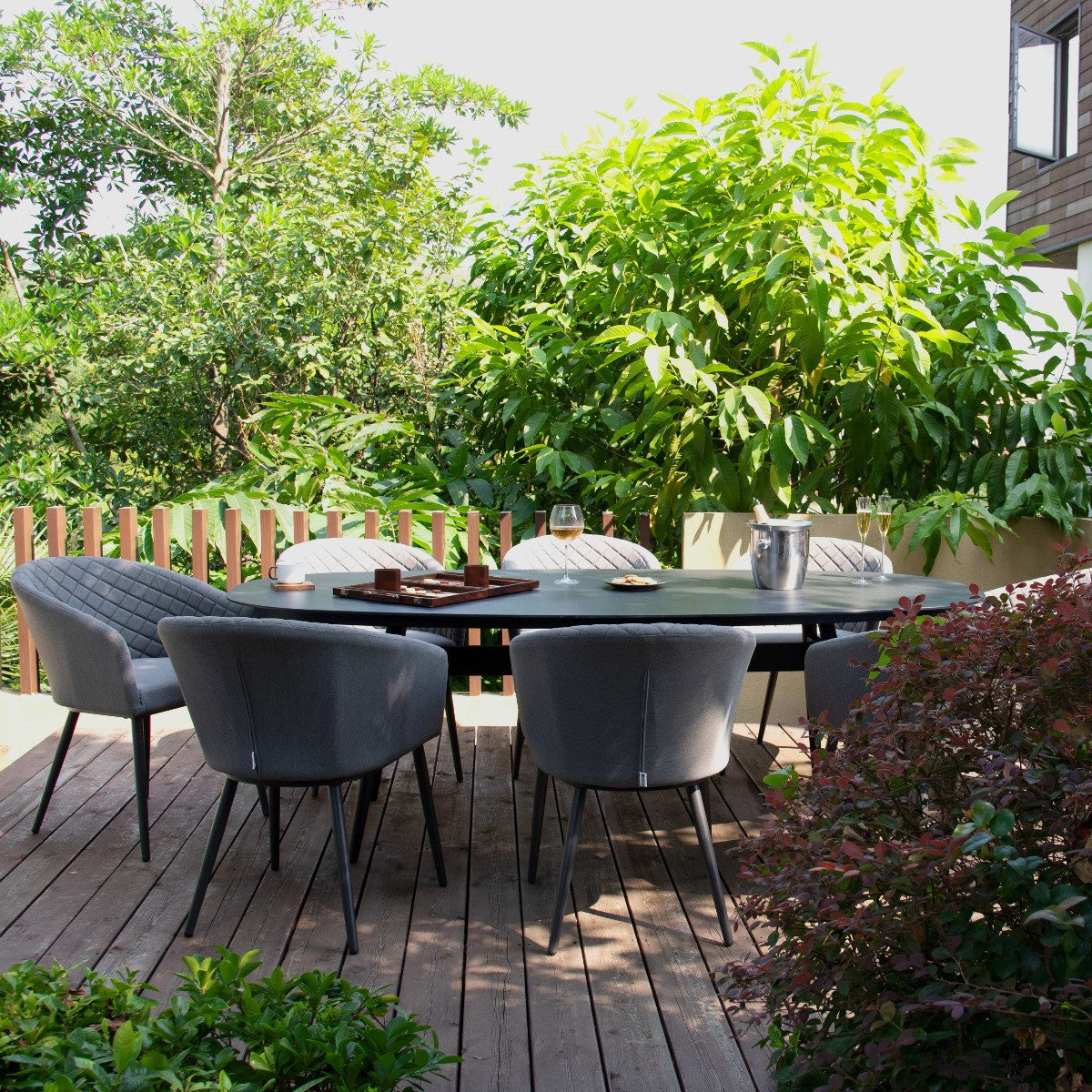 Maze Ambition Flanelle Grey Outdoor Dining Set Oval | 8 Seater