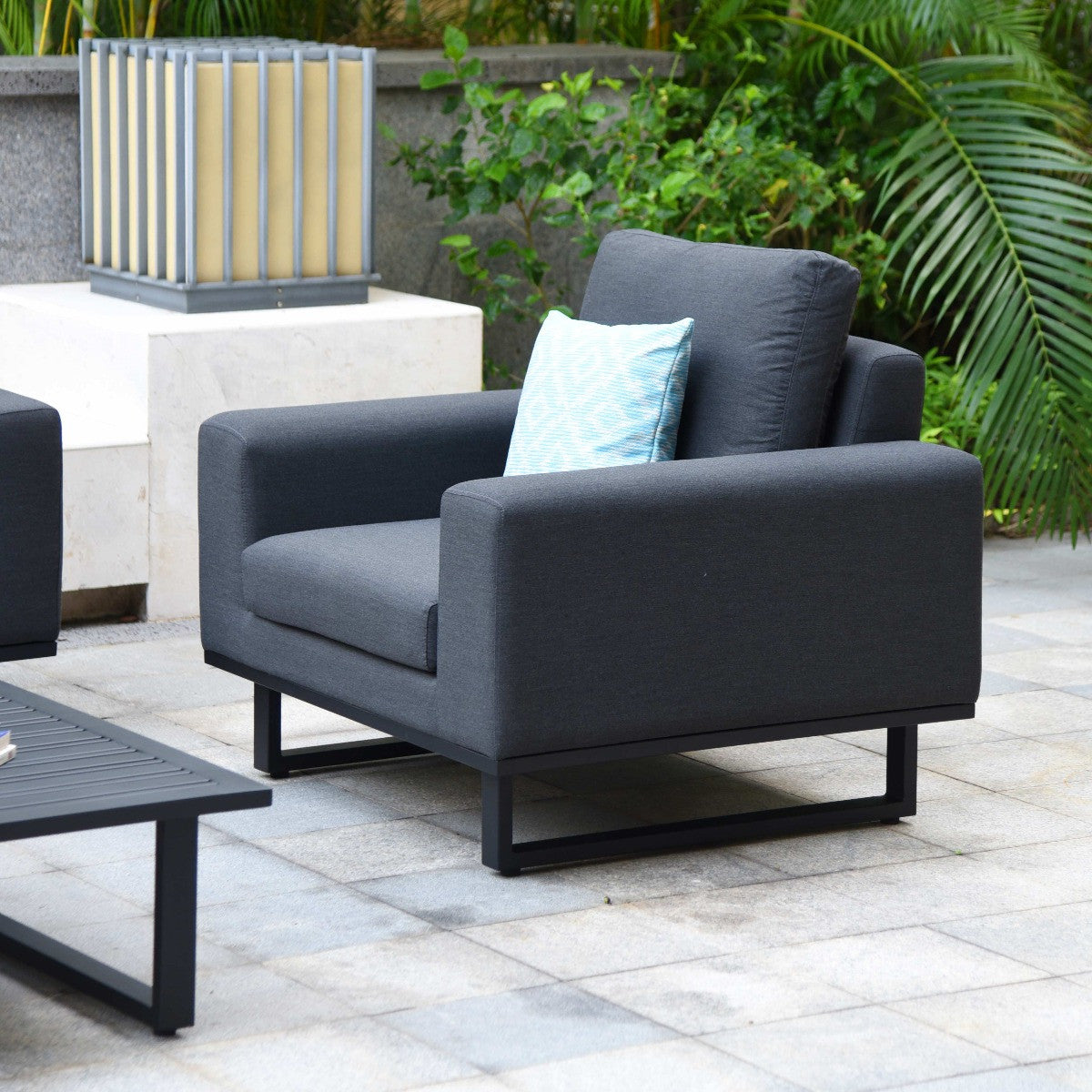 Maze Ethos Charcoal Black Outdoor Sofa Set with Coffee Table | 4 Seater