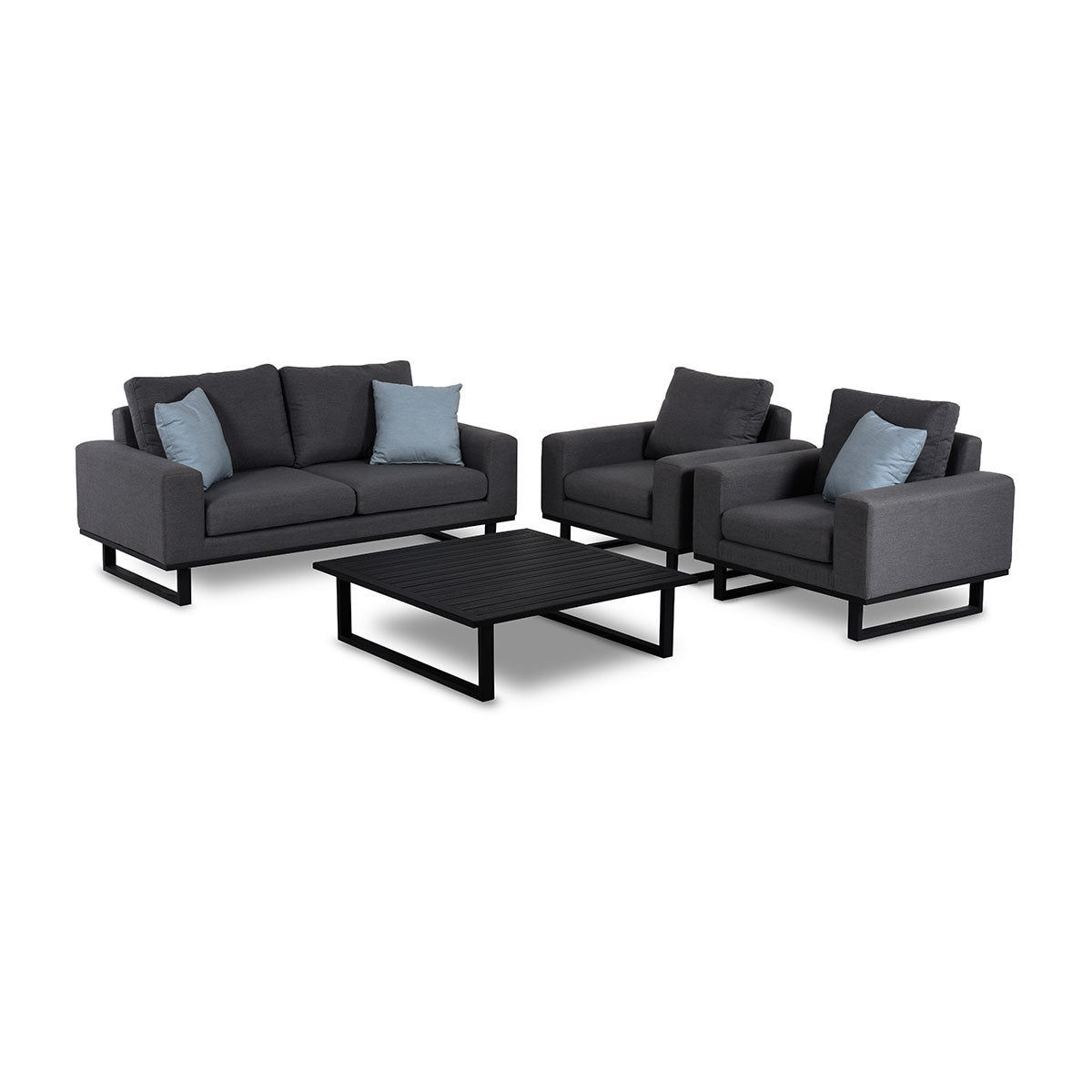 Maze Ethos Charcoal Black Outdoor Sofa Set with Coffee Table | 4 Seater