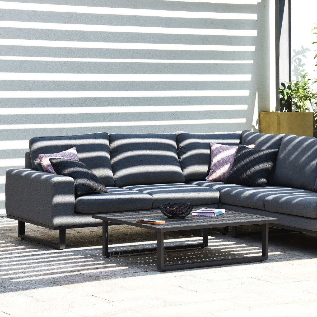 Maze Ethos Flanelle Grey Outdoor Corner Sofa Set with Coffee Table | 5 Seater