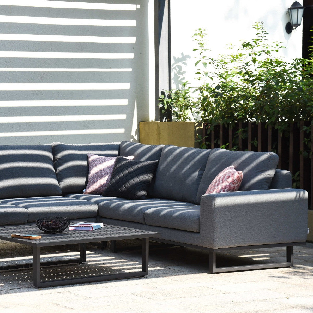 Maze Ethos Flanelle Grey Outdoor Corner Sofa Set with Coffee Table | 5 Seater