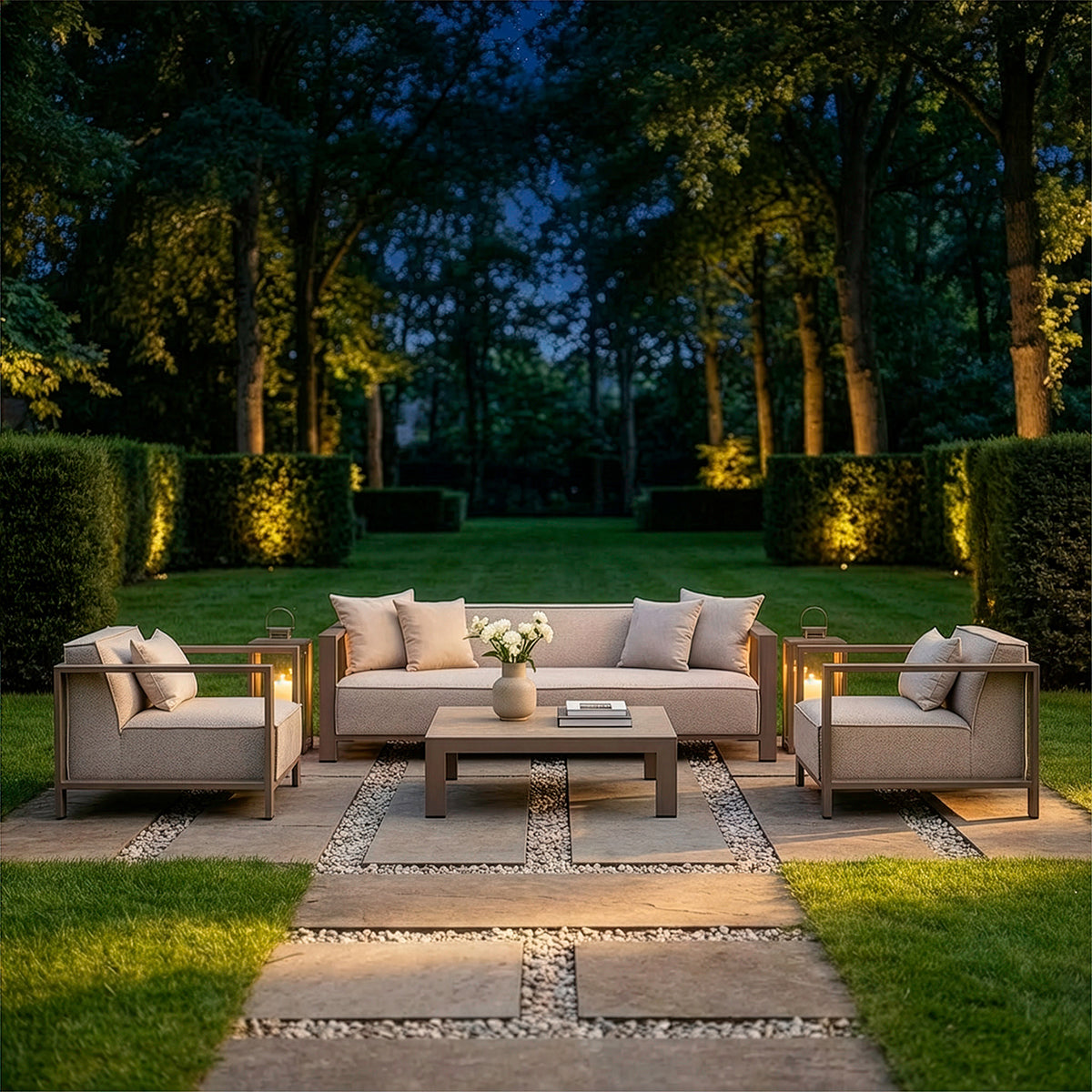 Ibiza 3 Seater Sofa Set with Square Coffee Table - Latte