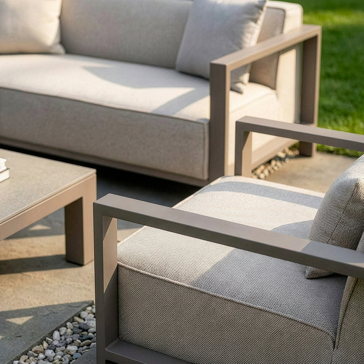 Ibiza 3 Seater Sofa Set with Square Coffee Table - Latte