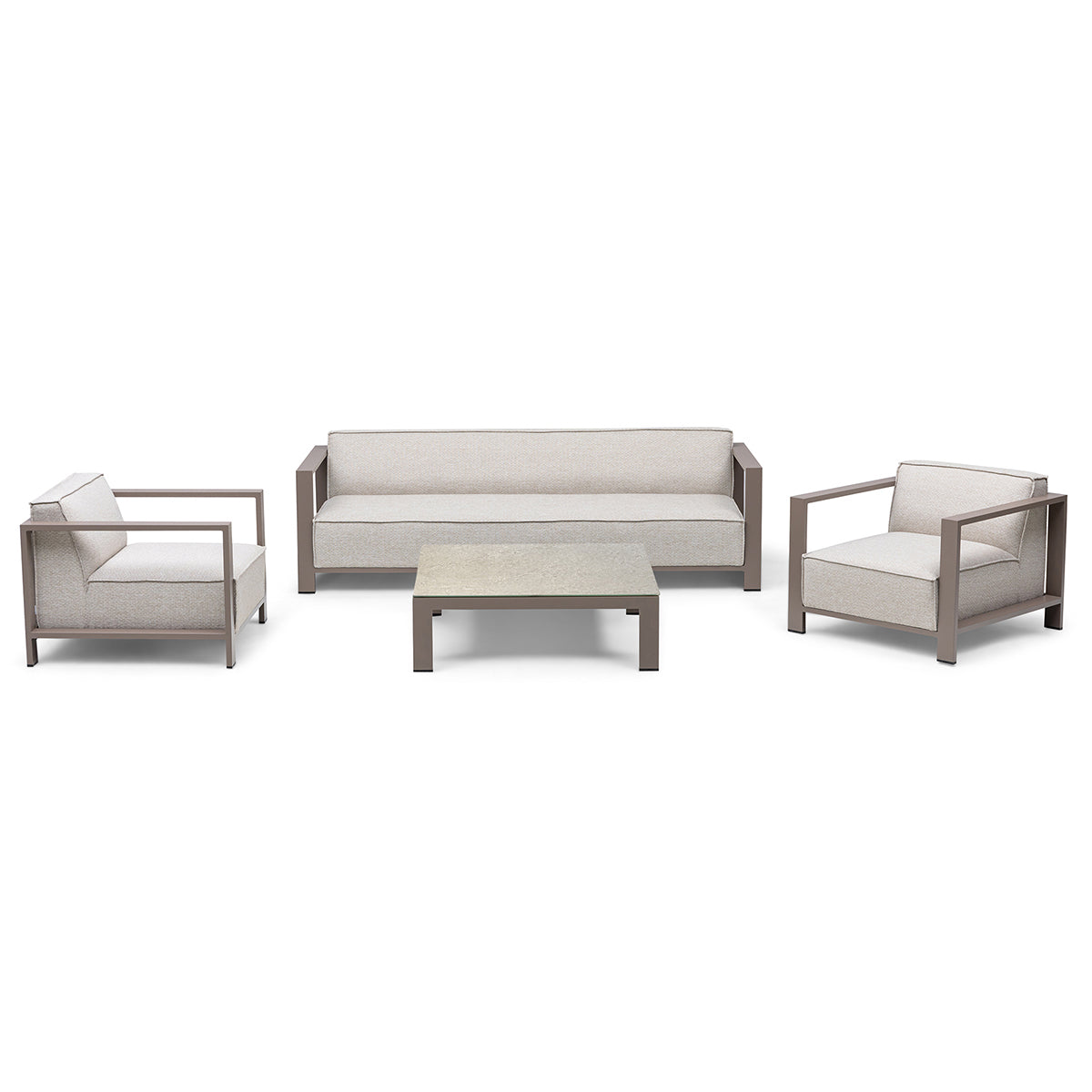 Ibiza 3 Seater Sofa Set with Square Coffee Table - Latte