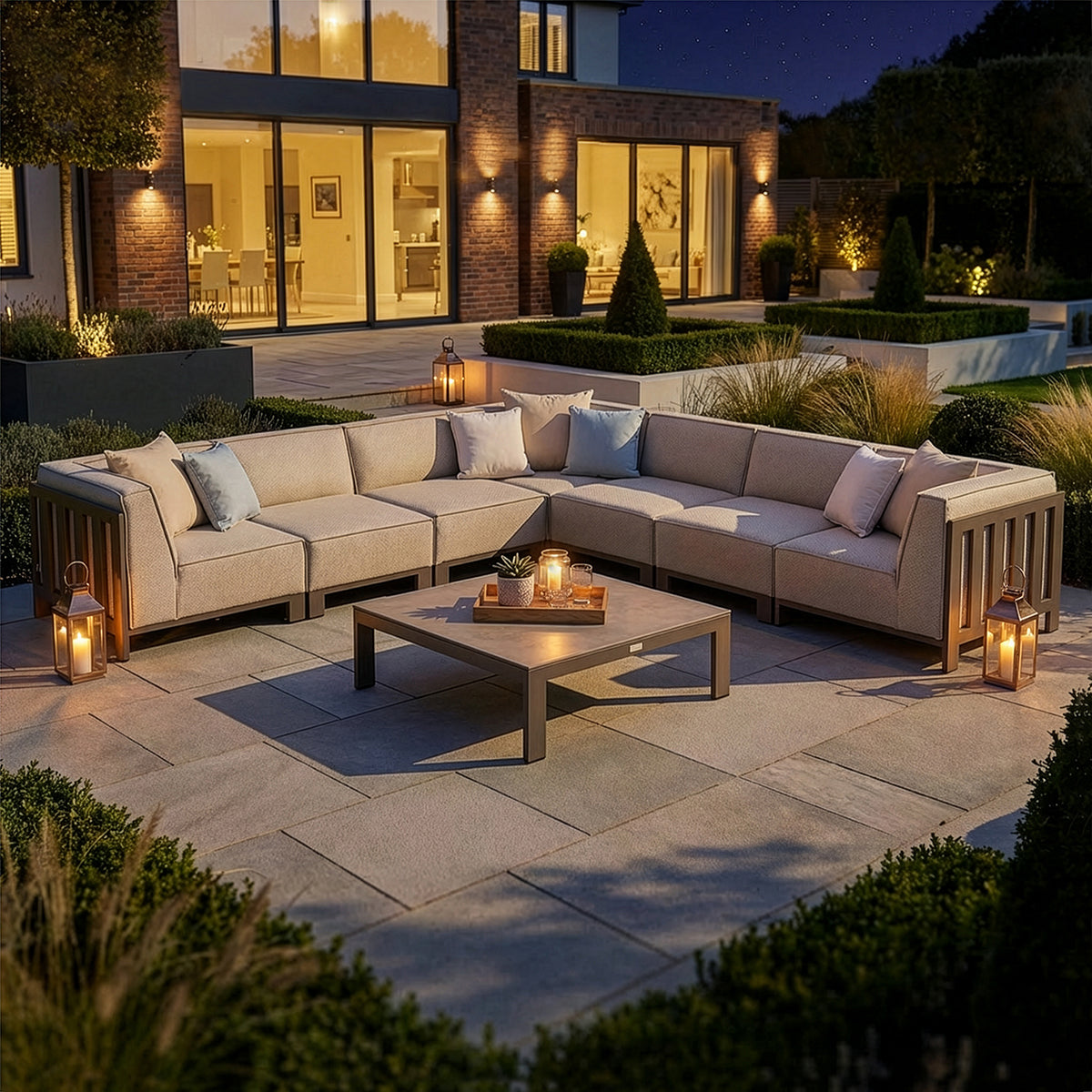 Ibiza Large Corner Sofa Set with Square Coffee Table - Latte