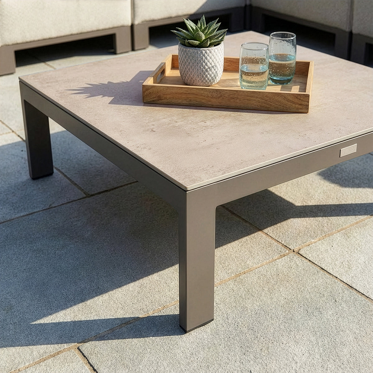 Ibiza Large Corner Sofa Set with Square Coffee Table - Latte