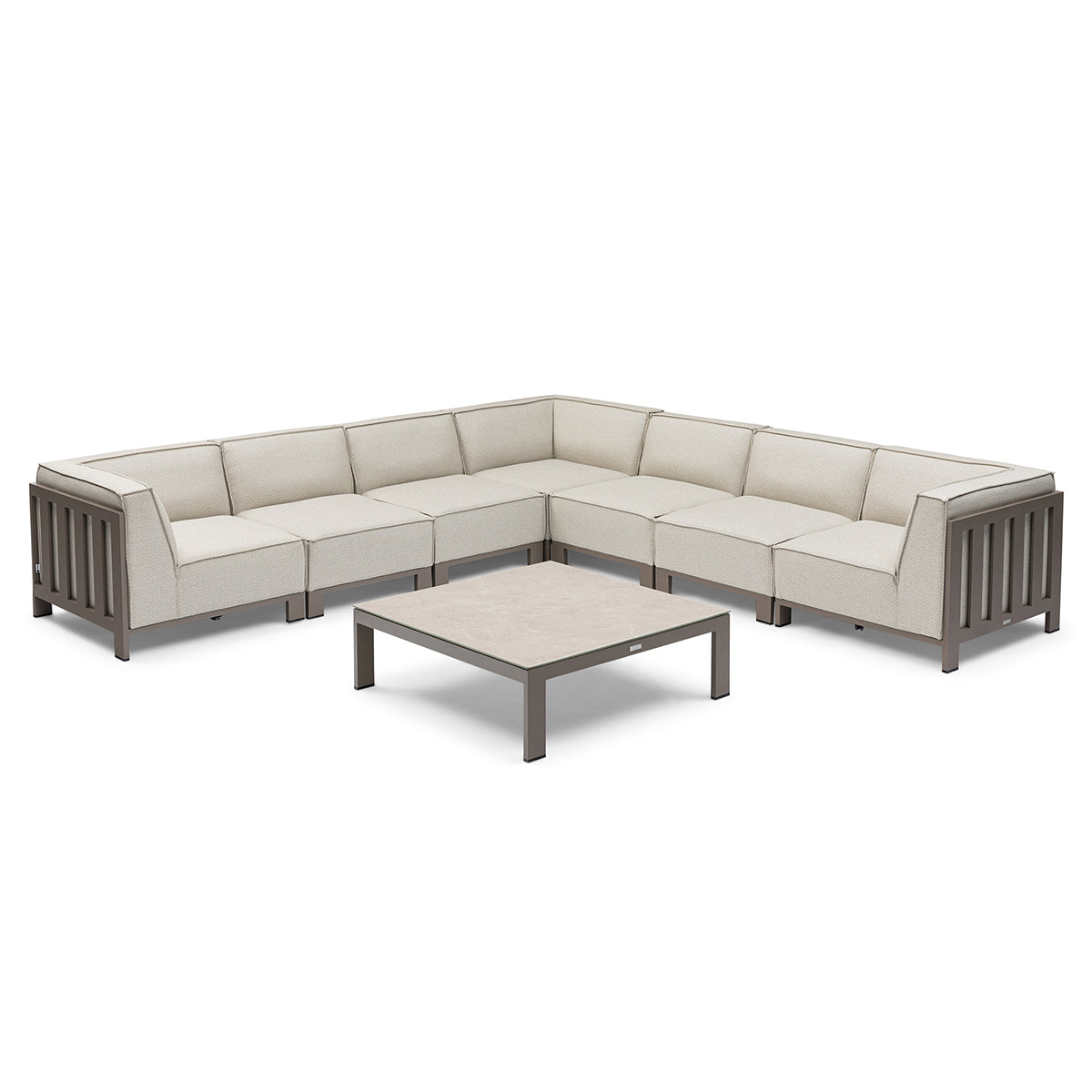 Ibiza Large Corner Sofa Set with Square Coffee Table - Latte