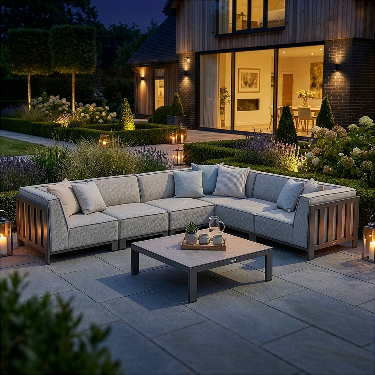 Ibiza Medium Corner Sofa Set with Square Coffee Table - Latte