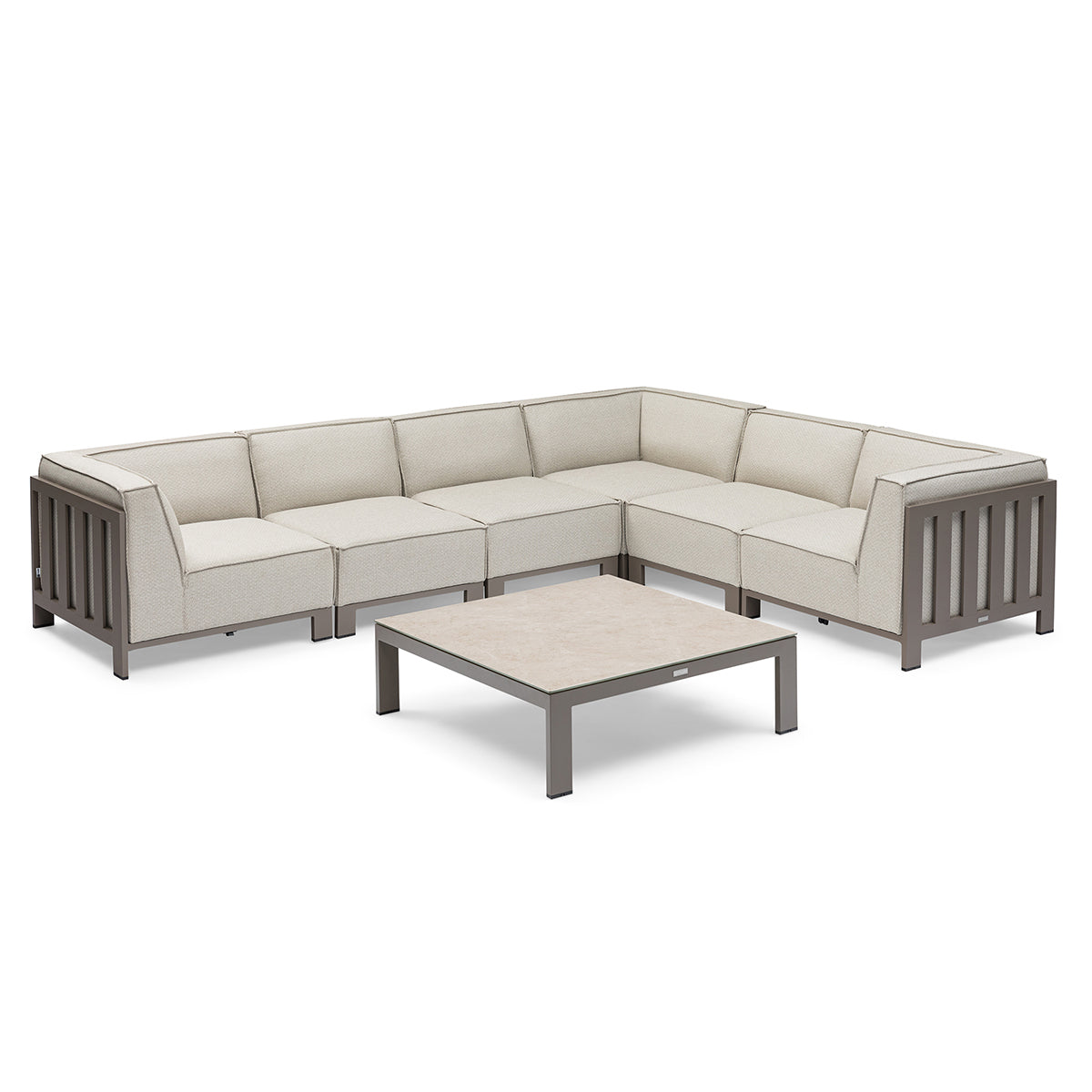Ibiza Medium Corner Sofa Set with Square Coffee Table - Latte