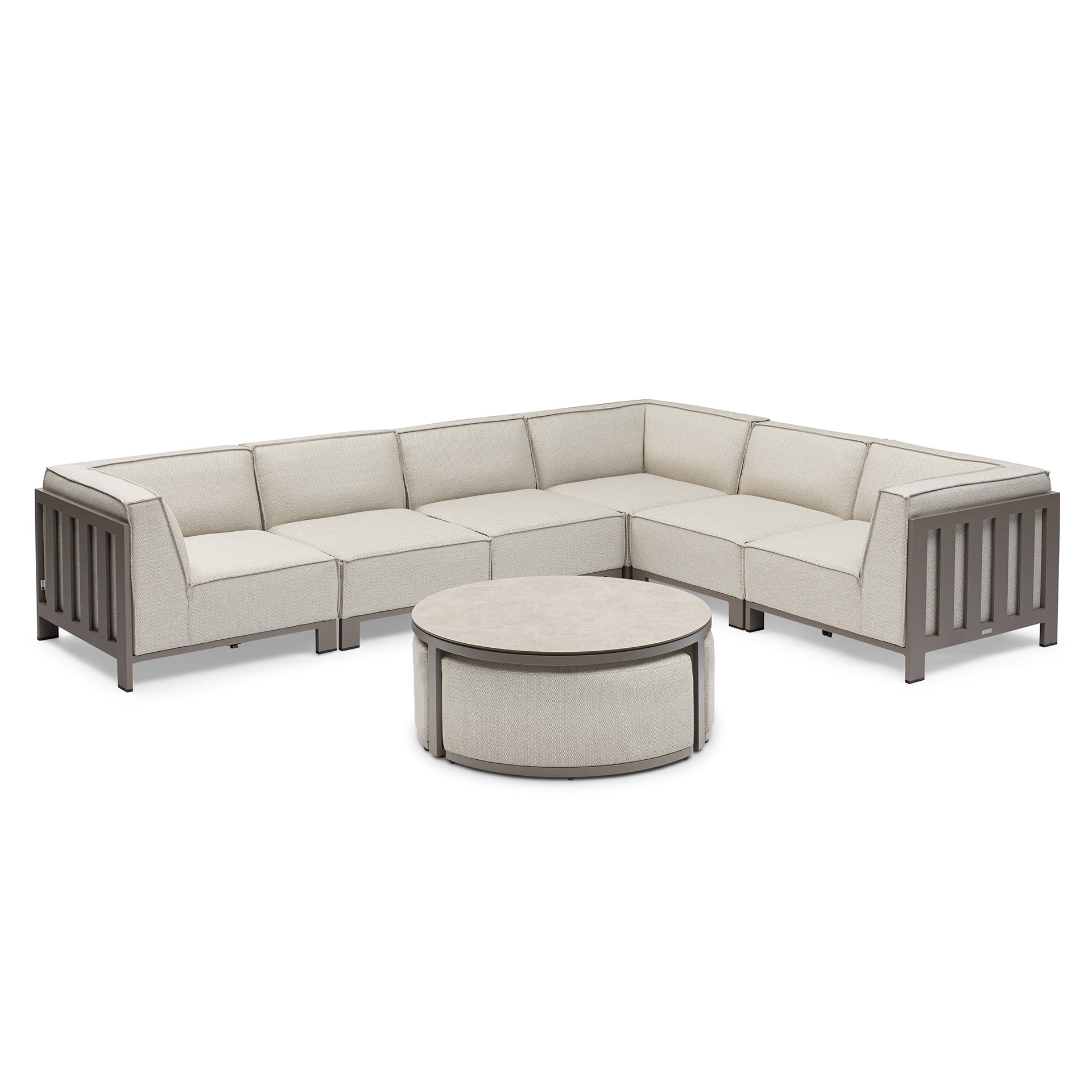 Ibiza Medium Corner Sofa Set with Round Coffee Table - Latte