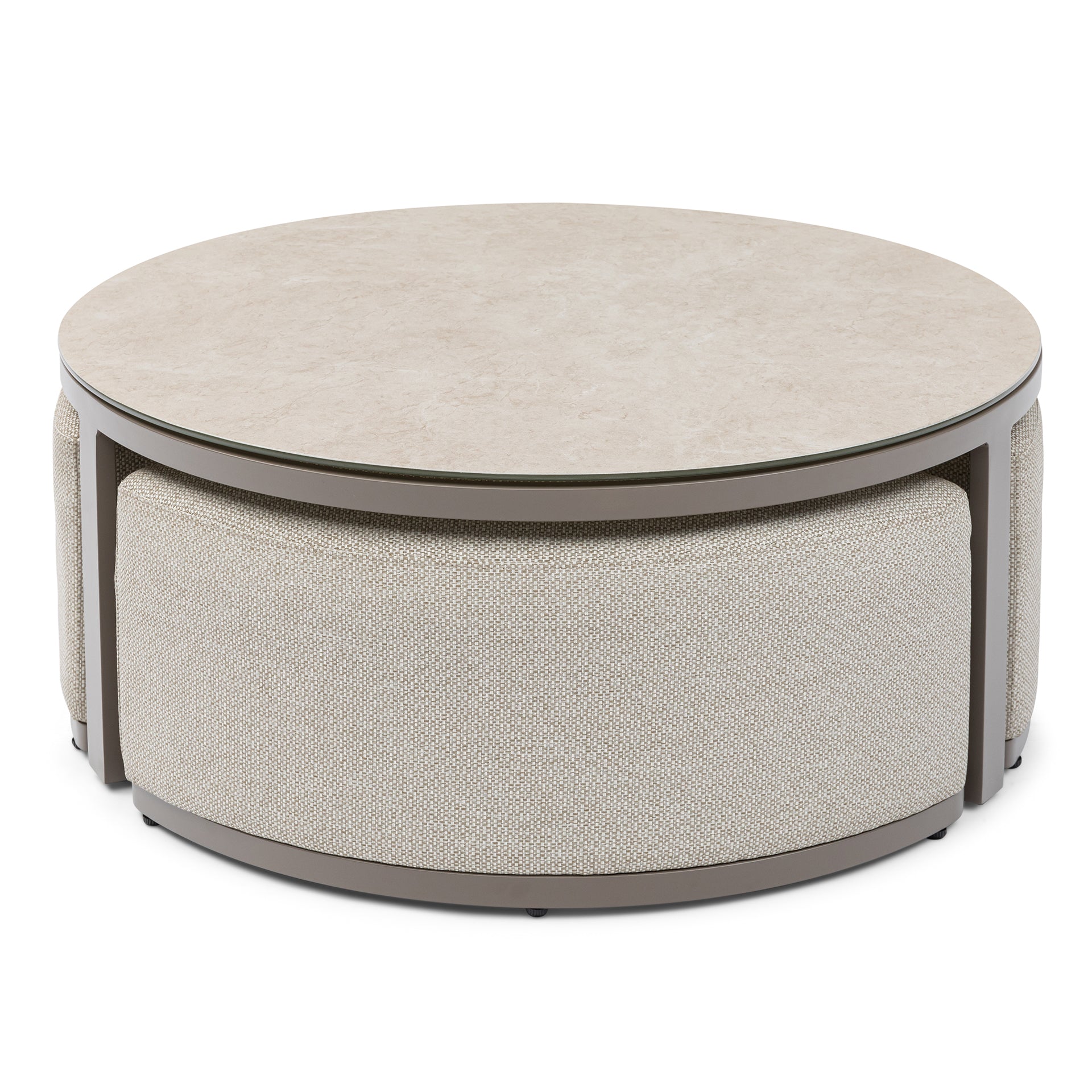 Ibiza Medium Corner Sofa Set with Round Coffee Table - Latte