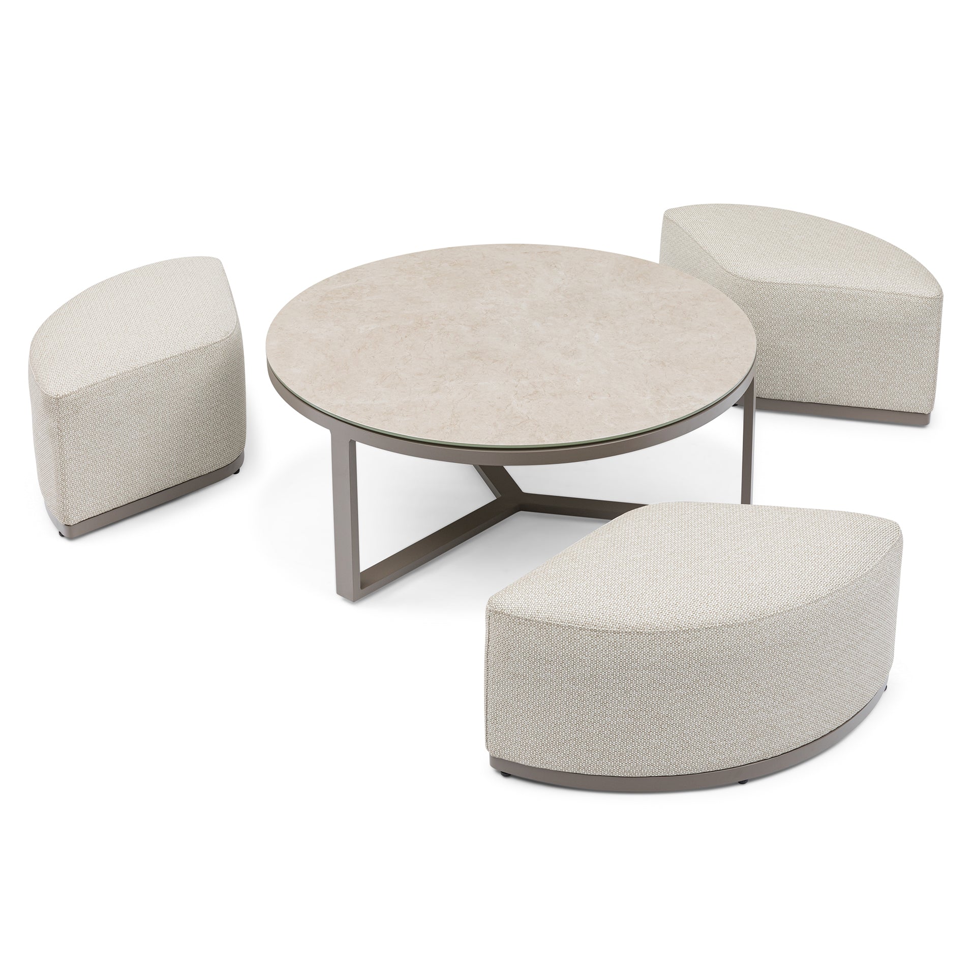 Ibiza Medium Corner Sofa Set with Round Coffee Table - Latte