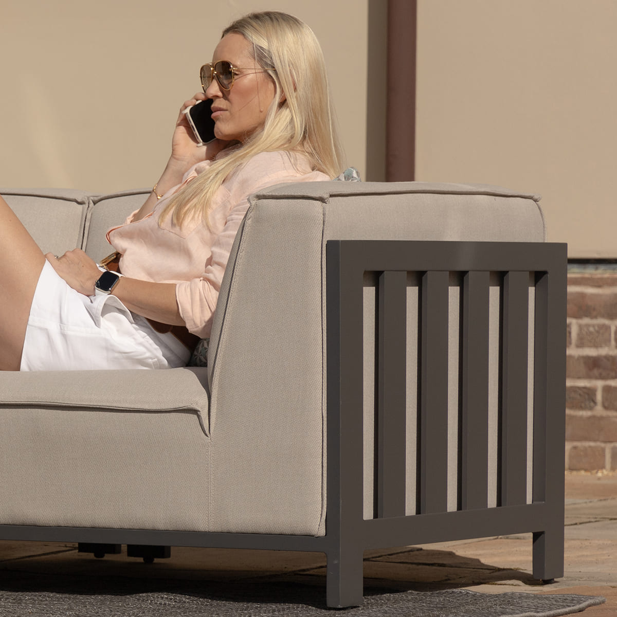 Ibiza Medium Corner Sofa Set with Round Coffee Table - Oatmeal