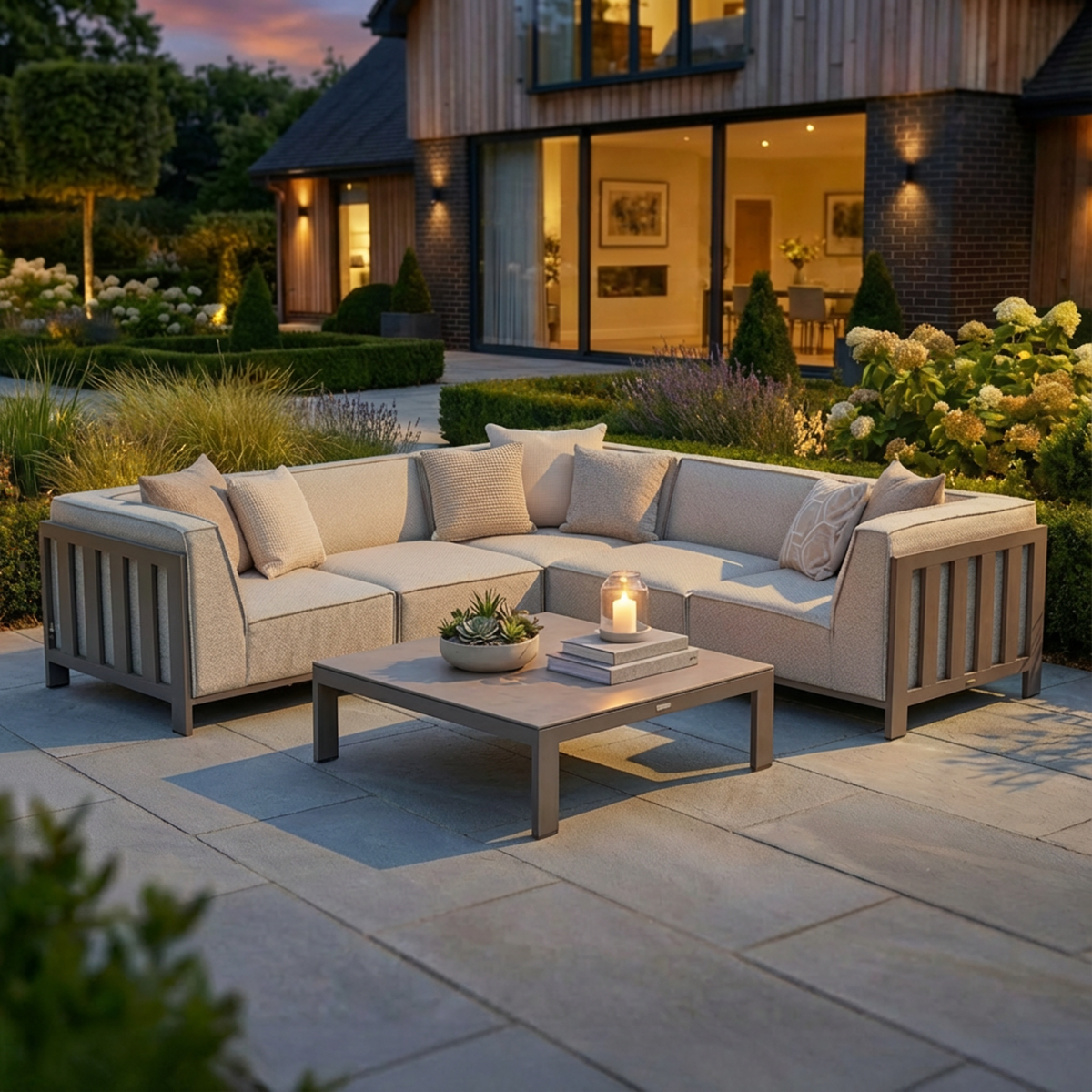 Ibiza Small Corner Sofa Set with Square Coffee Table - Latte