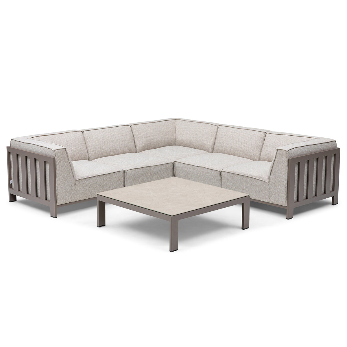 Ibiza Small Corner Sofa Set with Square Coffee Table - Latte