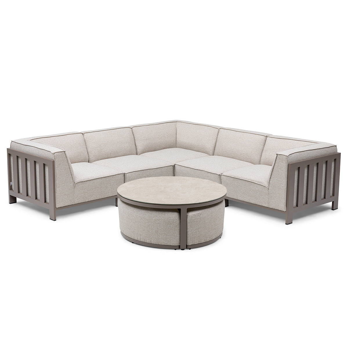 Ibiza Small Corner Sofa Set with Round Coffee Table - Latte