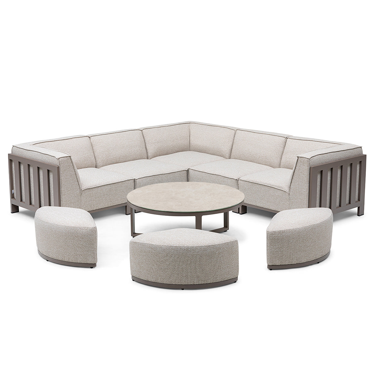 Ibiza Small Corner Sofa Set with Round Coffee Table - Latte