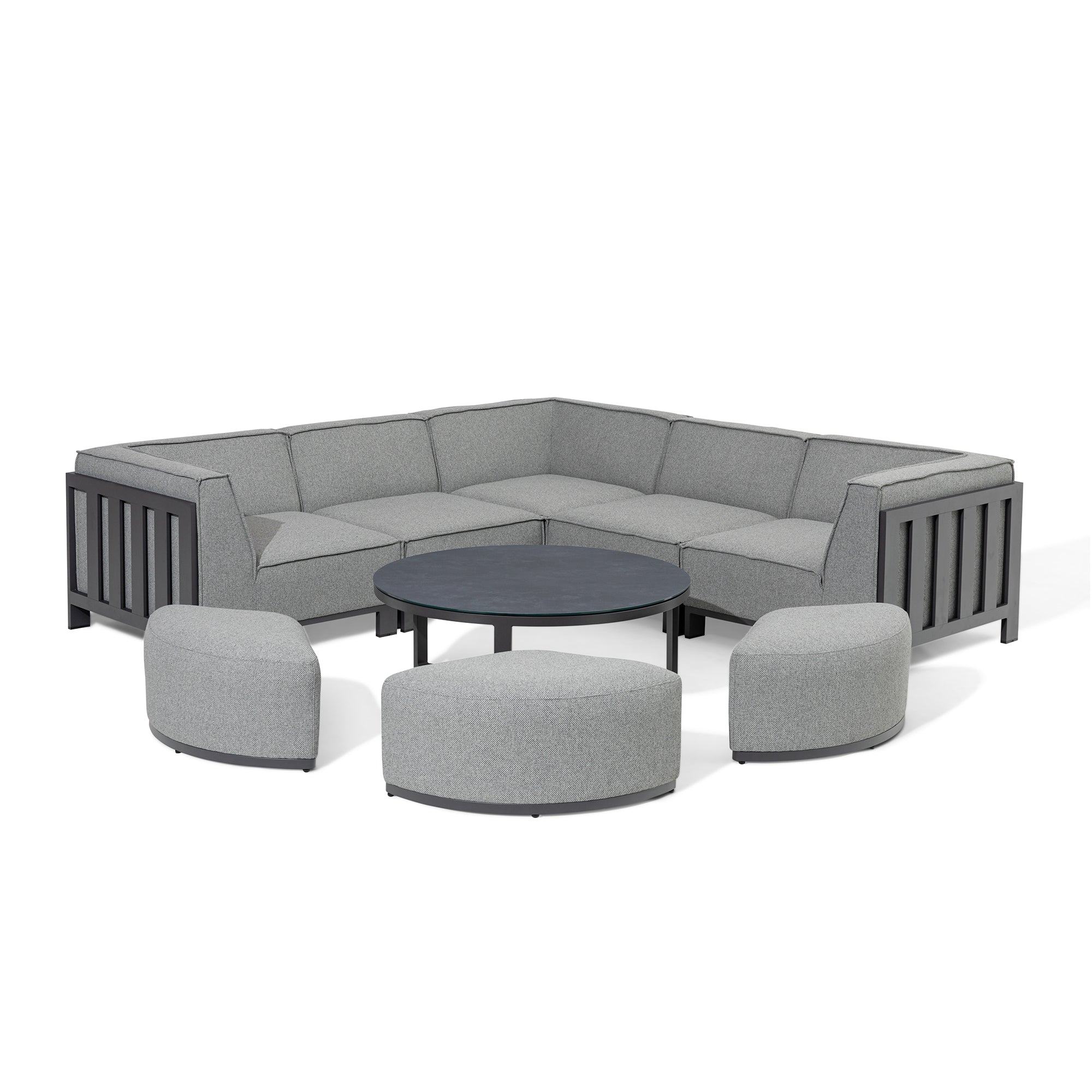 Ibiza Small Corner Sofa Set with Round Coffee Table - Zinc Grey