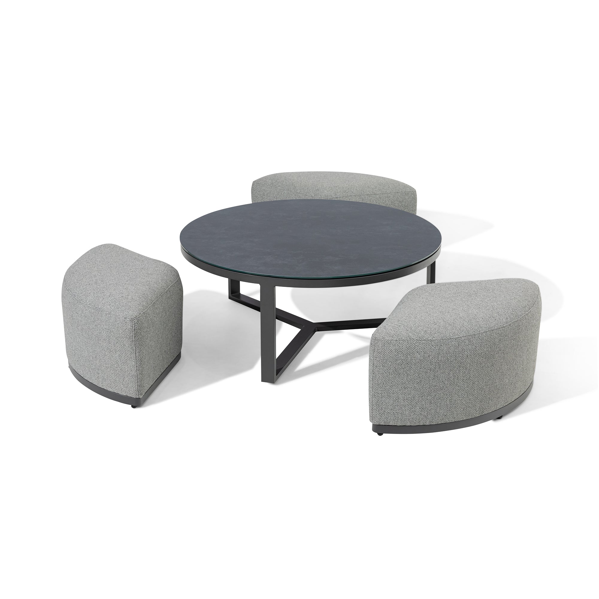 Ibiza Small Corner Sofa Set with Round Coffee Table - Zinc Grey