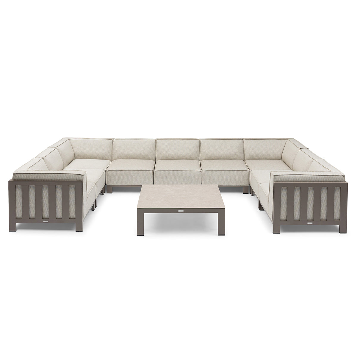 Ibiza U Shape Sofa Set with Square Coffee Table - Latte